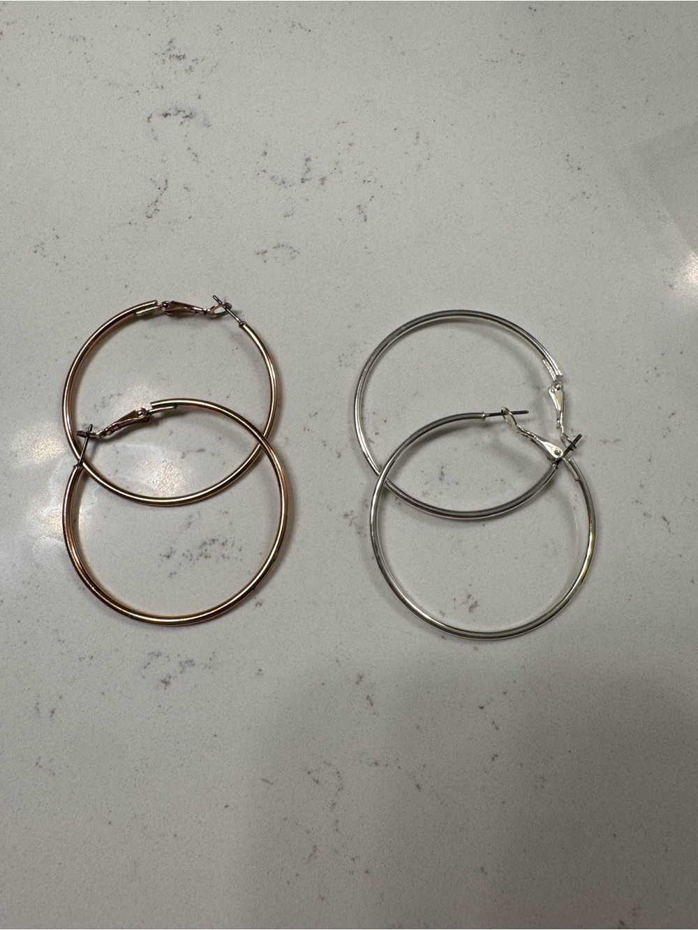 Classic Mixed Metal Hoop Earring Set - Rose Gold & Silver
